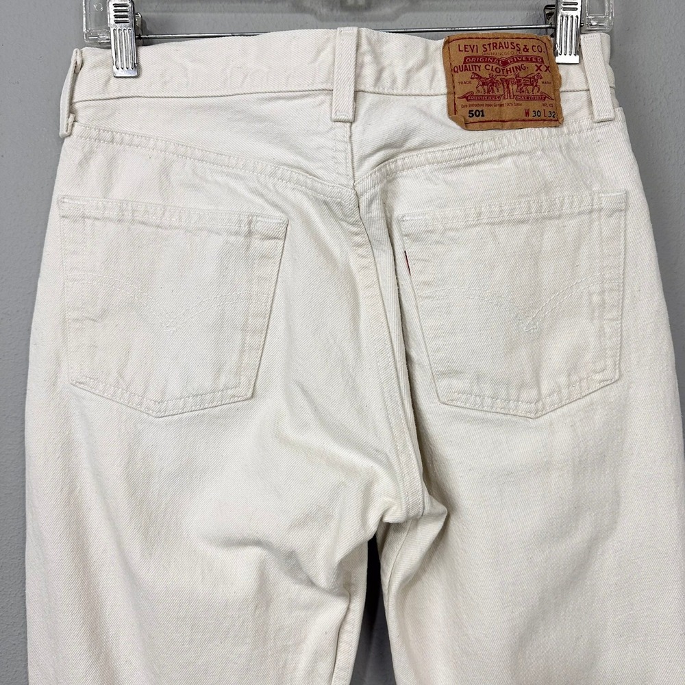 Levi's 501 Jeans Mens 30x32 Ivory Vintage 90s Made in USA Straight Leg Denim - Picture 8 of 12